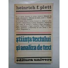 STIINTA  TEXTULUI  SI  ANALIZA  DE  TEXT  -  Heinrich  F.  Plett 